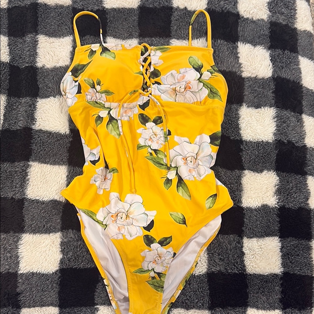 Floral Yellow One-Piece Swimsuit